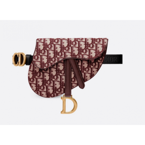 Kabelka Dior Oblique Saddle Belt S5632CTZQ vínová