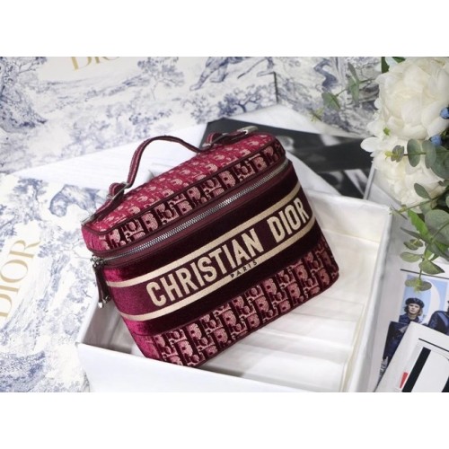 Cestovní kosmetický kufřík Dior Oblique Embroidered Velvet DIORTRAVEL S5480 Burgundy