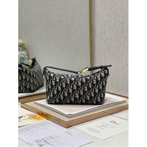 MALÁ TAŠKA DIOR BOBBY BAG Embroidery S5554 tmavě modrá