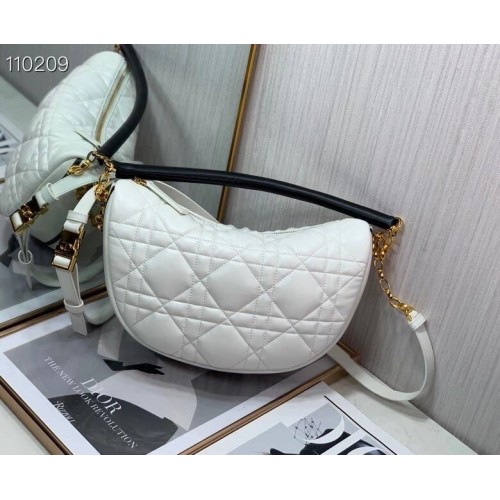 Taška přes rameno DIOR Cannage Lambskin C0616 bílá