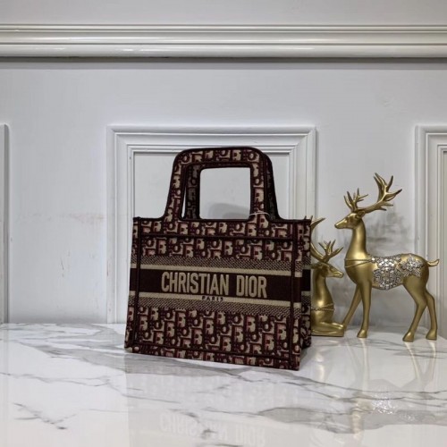 TAŠKA DIOR Z VYŠÍVANÉHO PLÁTNA C0195 Vínová