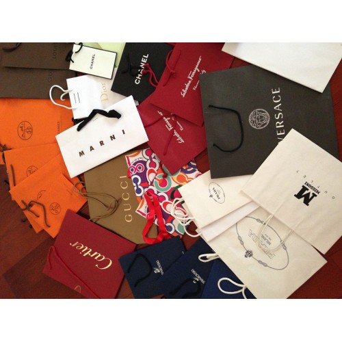 Designová papírová nákupní taška na peněženku, hodinky, šperky, pásky, šátky, sluneční brýle