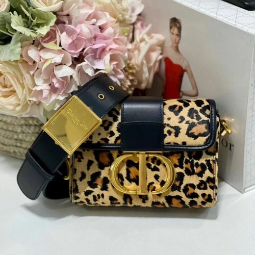 Kabelka Dior 30 MONTAIGNE BOX BAG Oblique Jacquard C9288 Hnědá s leopardím potiskem