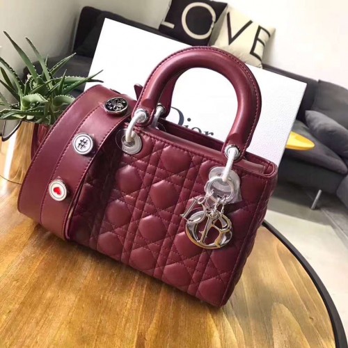 Dámská kabelka Dior Cannage Nano Lady Original Leather CD3891 vínová