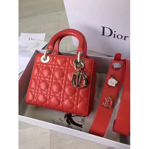 Dámská kabelka Dior Original Sheepskin Leather D6355 Red