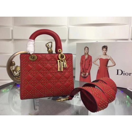 Kabelka Dior Lady Dior Original Sheepskin Leather CD3892 Red