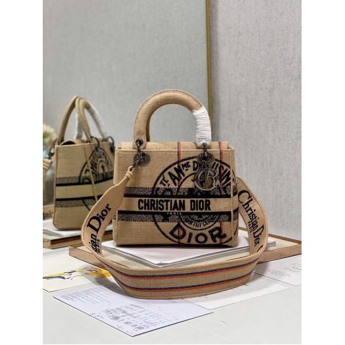 Střední dámská kabelka Dior D-LITE s vyšívaným potiskem M0565-19