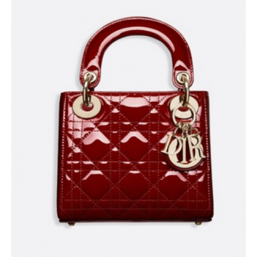 Dior MINI LADY DIOR TELECÍ KŮŽOVÁ KABELKA M0505O vínová