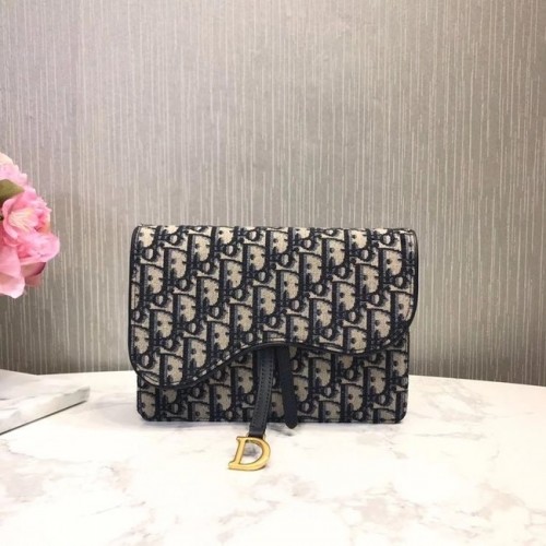 Dior Oblique Jacquard SADDLE NANO POUCH M447 Modrá
