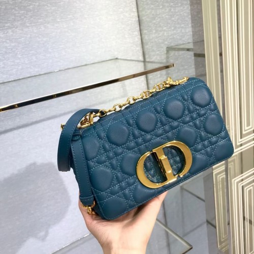 Dior MALÁ DIOR CARO BAG Měkká telecí kůže Cannage M9241 Modrá