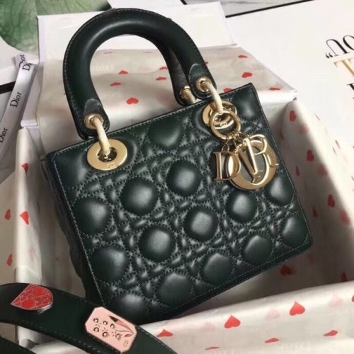 Originální kožená taška Dior Lucky Badges A88035, černozelená