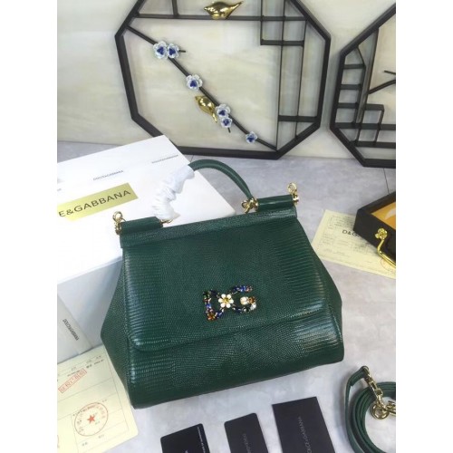 Kabelka Dolce & Gabbana SICILY Lizard Pattern Tote BB4137 zelená