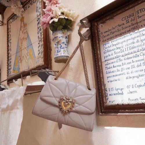 Originální kožená kabelka Dolce Gabbana 4919 šedá