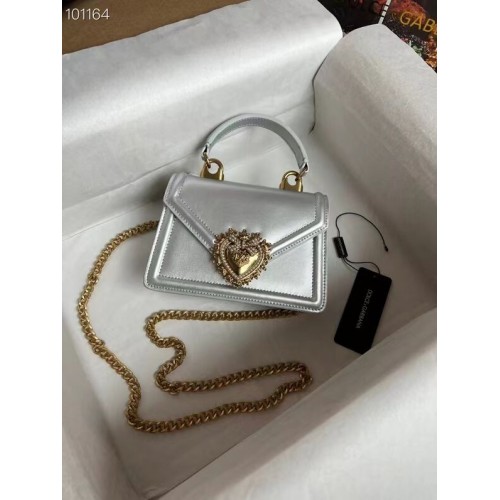 Originální kožená kabelka přes rameno Dolce Gabbana 4011 stříbrná