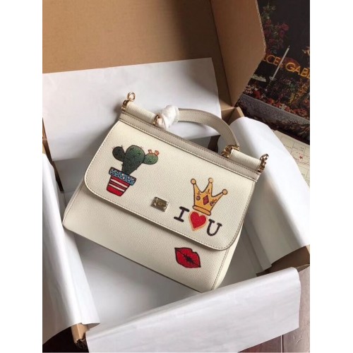 Dolce & Gabbana SICILY kabelka z telecí kůže 4136 bílá