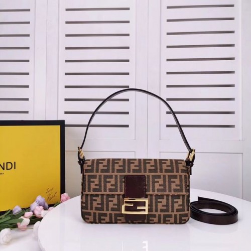 Látková taška FENDI BAGUETTE 8BR011 Kávová