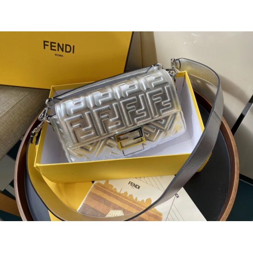 Velká kabelka přes rameno FENDI BAGUETTE 8BR771A stříbrná