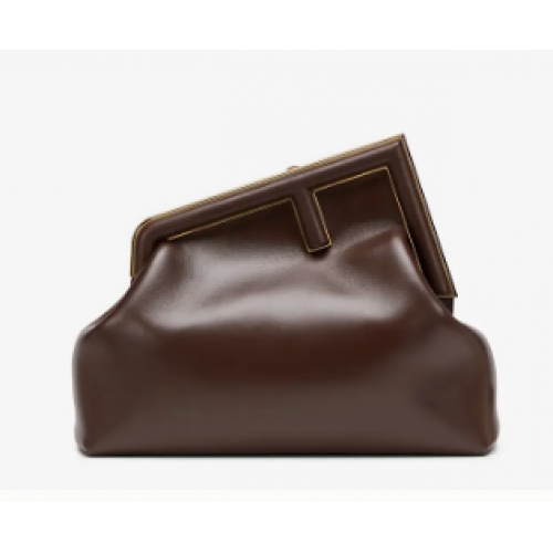 Kožená kabelka FENDI FIRST MEDIUM 8BP127AB tmavě hnědá