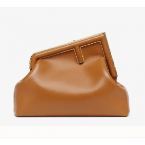 Kožená kabelka FENDI FIRST MEDIUM 8BP127AB hnědá