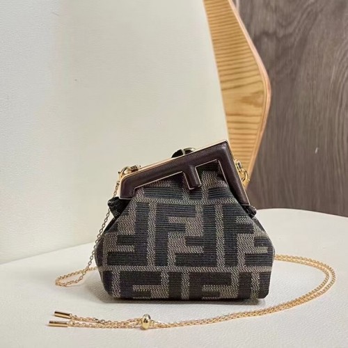 Mini látková kabelka FENDI FIRST 5FB2321 hnědá
