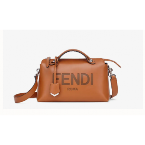 FENDI STŘEDNÍ BY THE WAY kožená bostonská kabelka 8BL146A hnědá