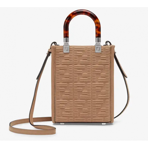 FENDI MINI SUNSHINE SHOPPER FF látková mini kabelka 8BS051AG béžová