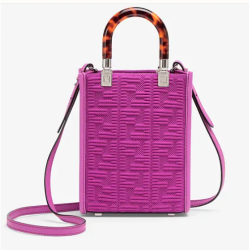 FENDI MINI SUNSHINE SHOPPER FF látková mini kabelka 8BS051AG fialová