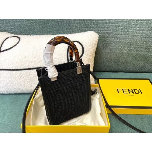 FENDI MINI SUNSHINE SHOPPER FF látková mini kabelka 8BS051AG černá
