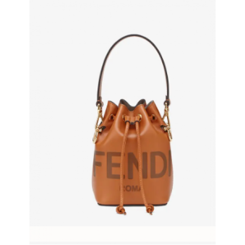 Fendi MON TREASURE hnědá kožená mini kabelka 8BS0