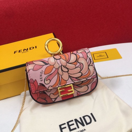 FENDI NANO BAGUETTE CHARM originální kožená kabelka Nappa 7AR844 květinová