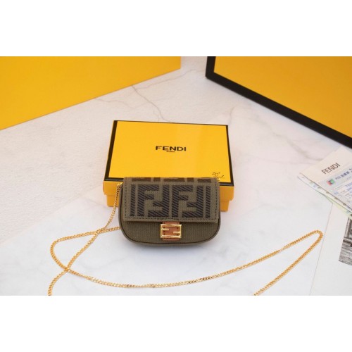 Kabelka FENDI NANO BAGUETTE CHARM z plátěného límce Nappa 7AR844 zelená