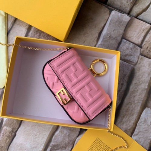 FENDI NANO BAGUETTE CHARM kožená napa 7AR844 růžová