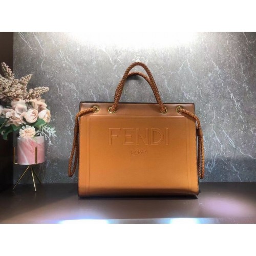 Kožená nákupní taška FENDI PACK MEDIUM F1508 oranžová