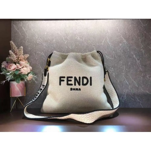 FENDI PACK MALÁ KAZETA Pletená slámka Velká kabelka F1529 béžová
