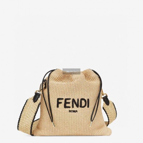 FENDI PACK MALÁ KAZETA Pletená slámka Velká kabelka F1529 hnědá