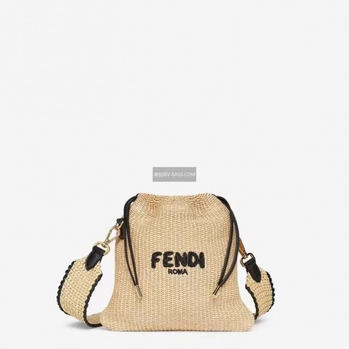 FENDI PACK MALÁ KAZETA Pletená sláma malá kabelka F1529 meruňková