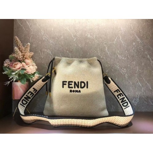 FENDI PACK MALÁ KAZETA Pletená slámová malá kabelka F1529 béžová