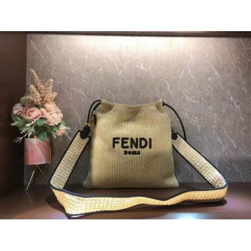 FENDI PACK MALÁ KAZETA Pletená slaměná malá kabelka F1529 hnědá