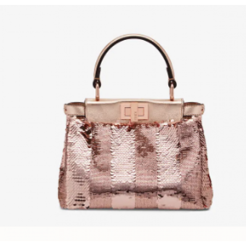 FENDI PEEKABOO ICONIC MINI kabelka s korálky F1359 růžové zlato