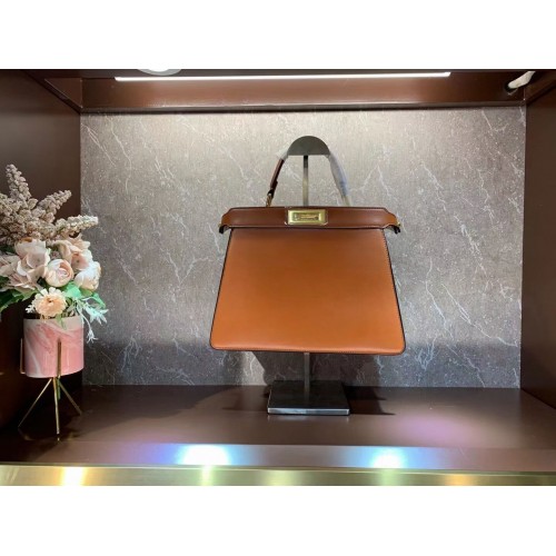 Kožená kabelka FENDI PEEKABOO ISEEU MEDIUM 8BN321A6 hnědá