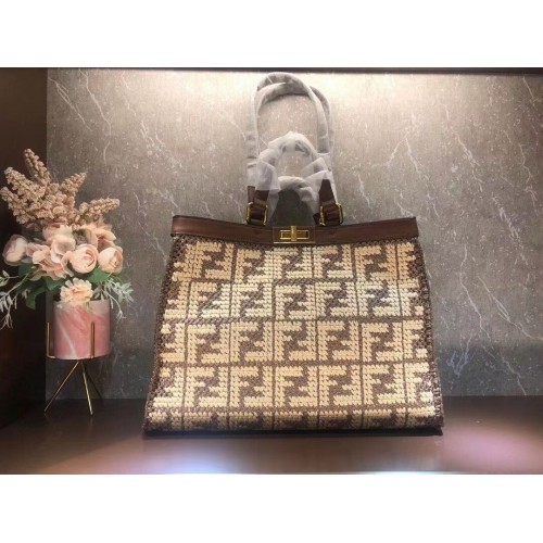Kabelka FENDI PEEKABOO X-TOTE FF z rafie 8BH374A hnědá