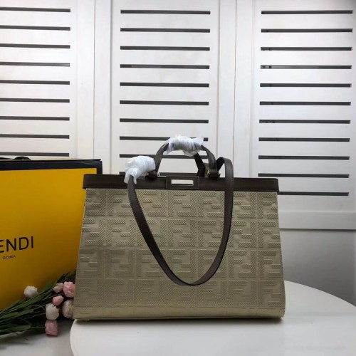 Plátěná taška FENDI PEEKABOO X-TOTE 8BH374A béžová