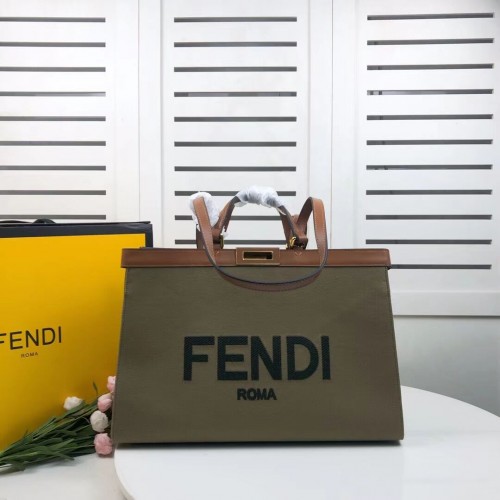 Plátěná taška FENDI PEEKABOO X-TOTE 8BH374B zelená