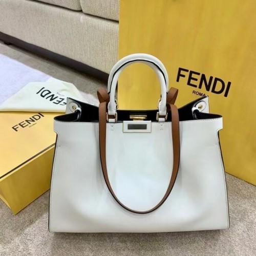Kožená taška FENDI PEEKABOO X-TOTE F1527 bílá