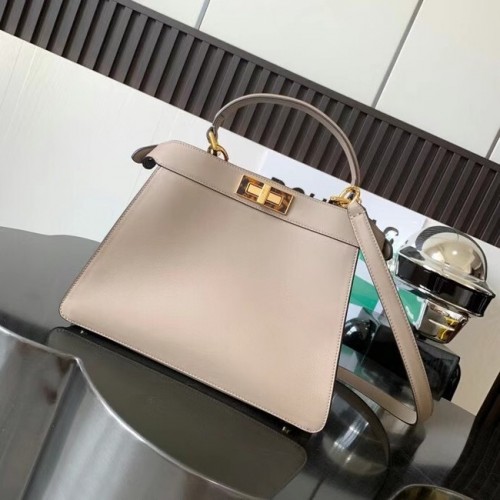 Kožená taška FENDI Peekaboo ISeeU Medium 8BN321A šedá