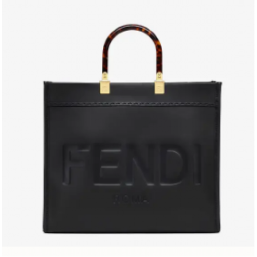 FENDI SUNSHINE MEDIUM černá kožená nákupní taška 8BH386A