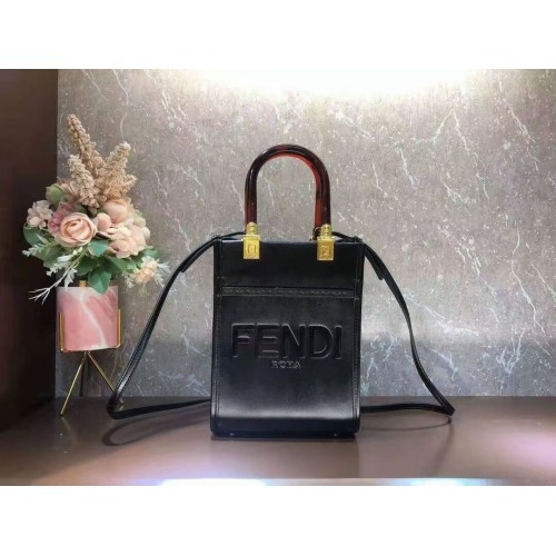 Kožená mini kabelka FENDI SUNSHINE SHOPPER F1620 černá