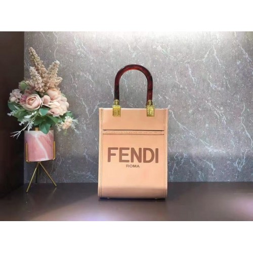 Kožená mini kabelka FENDI SUNSHINE SHOPPER F1620 růžová