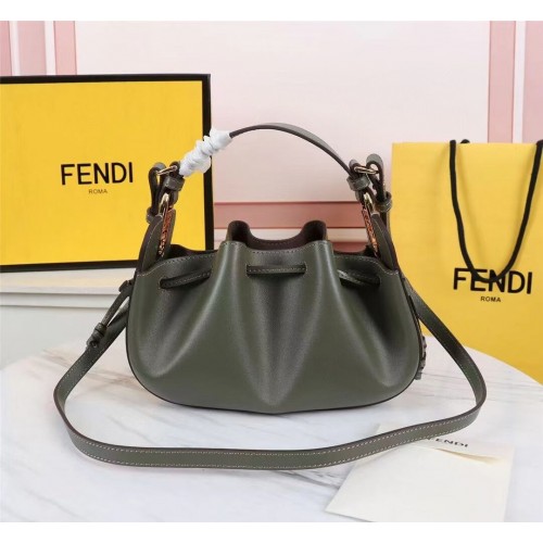 Kožená kabelka FENDI TOUCH 8BS059 černozelená