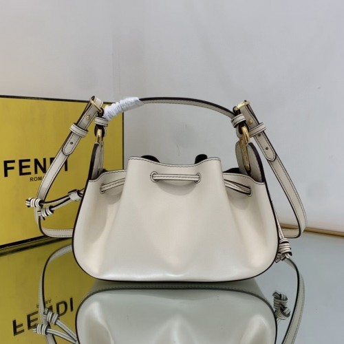 Kožená kabelka FENDI TOUCH 8BS059 bílá